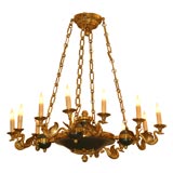 Blue Tole with Gilt Bronze Charles X Chandelier
