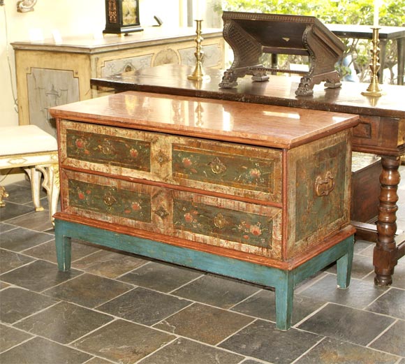 Spanish Colonial painted and polychrome-decorated commode