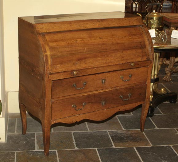 Continental rococo walnut cylinder desk