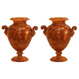 Pair of alabaster hand carved Italian urn lamps