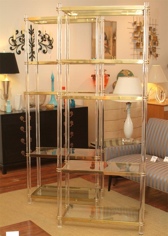 Pair of Chic Lucite Display Shelves