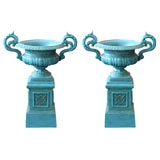 Pair of Miniature Urns on Plinths