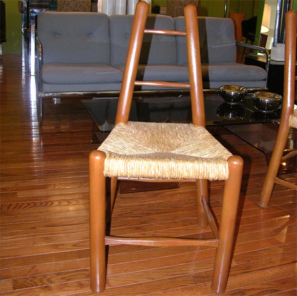 French Set of Four Country Chairs in the Style of Charlotte Perriand
