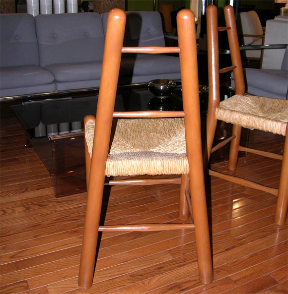 Wood Set of Four Country Chairs in the Style of Charlotte Perriand
