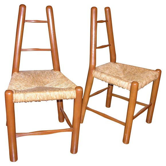 Set of Four Country Chairs in the Style of Charlotte Perriand
