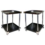 pair of side tables on casters