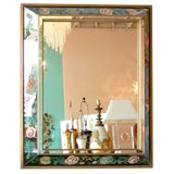 Vintage Large 40's Reverse-Painted Chinoiserie Mirror
