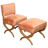 A Custom Boudoir Chair and Ottoman by T.H. Robsjohn-Gibbings