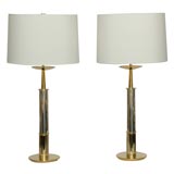 A Pair of Silver Plate and Brass Table Lamps by Lightolier