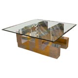 Paul Evans brass and chrome coffee table for Directional