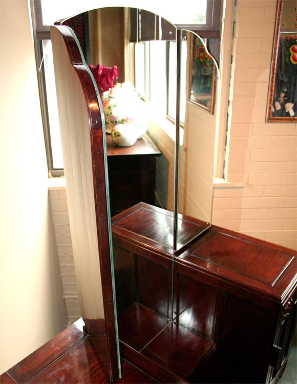 Chinese Deco Blackwood Dressing Table with Mirrors 1
