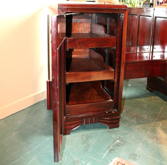 Chinese Deco Blackwood Dressing Table with Mirrors 2
