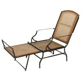 Antique American Iron and Cane Campaign Chaise