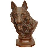 Bronze Dog Head Sculpture