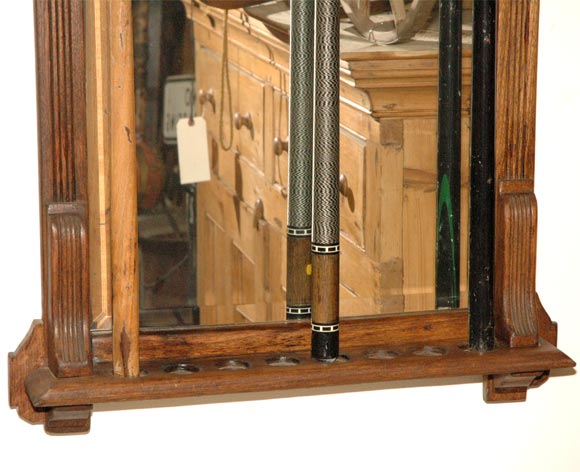 American Pool Cue Wall Rack with  Mirrored Back