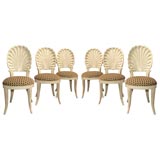 SET OF SIX  SHELL BACKED DINING CHAIRS