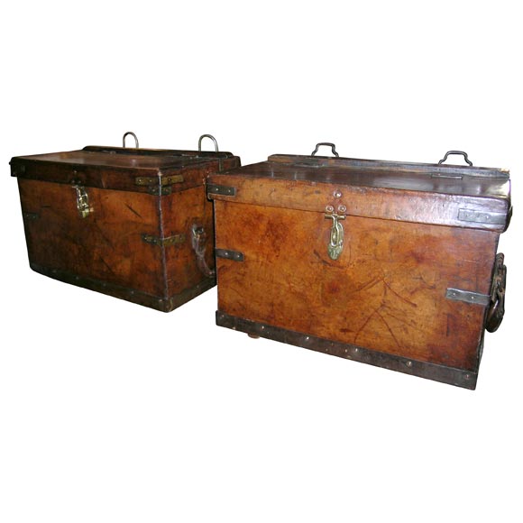 Pair of Period Georgian Pack-Horse Trunks