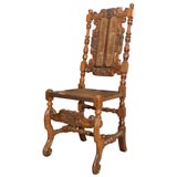 Antique English Carved High Back Chair, Circa 1700