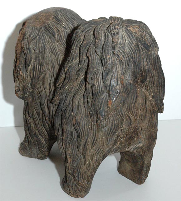 Chinese Carved Wood Pekingese Dog
