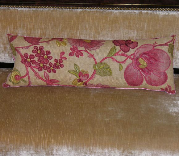 French handpainted and embrodered antique pillow.