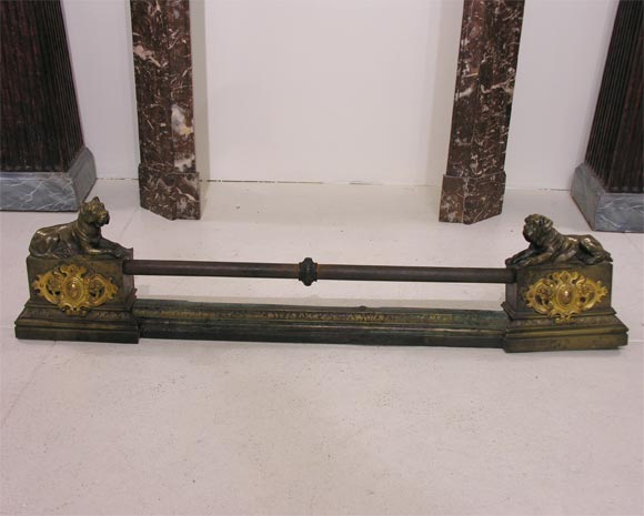 A Napoleon III  Bronze and  Gilt-Bronze "Bull-Dog" Fire Guard.