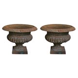 * 1263  Pair Iron urn planters