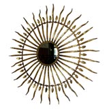 #3642 Large Gilt Metal Sunburst Mirror