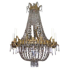Neo Classic Bronze and Crystal 8 Lite Chandelier, circa 1805