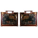Pair of Baltic Mirrors w Carved Marble Plaques, 19th Cent