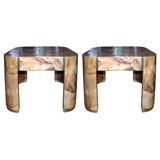 Pair of  modern olivewood end tables