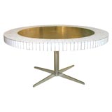 Round Etched-Metal and Ceramic Tile Table with Chrome Legs