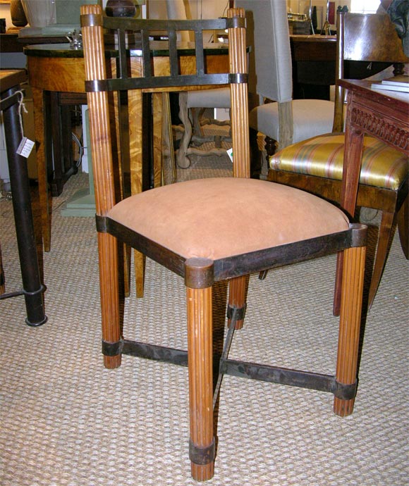 Set of Six Wood and BronzeChairs