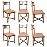 Set of Six Wood and BronzeChairs