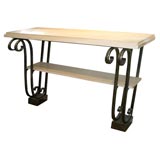 Steel and Travertine Console