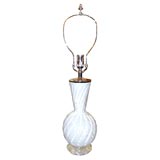 Single White Murano Glass Lamp with Nickel Plated Base