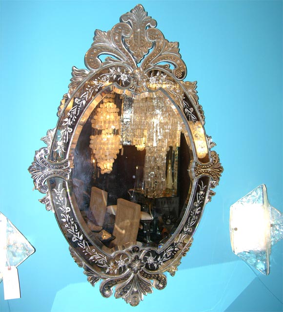 Oval shaped Venetian mirror