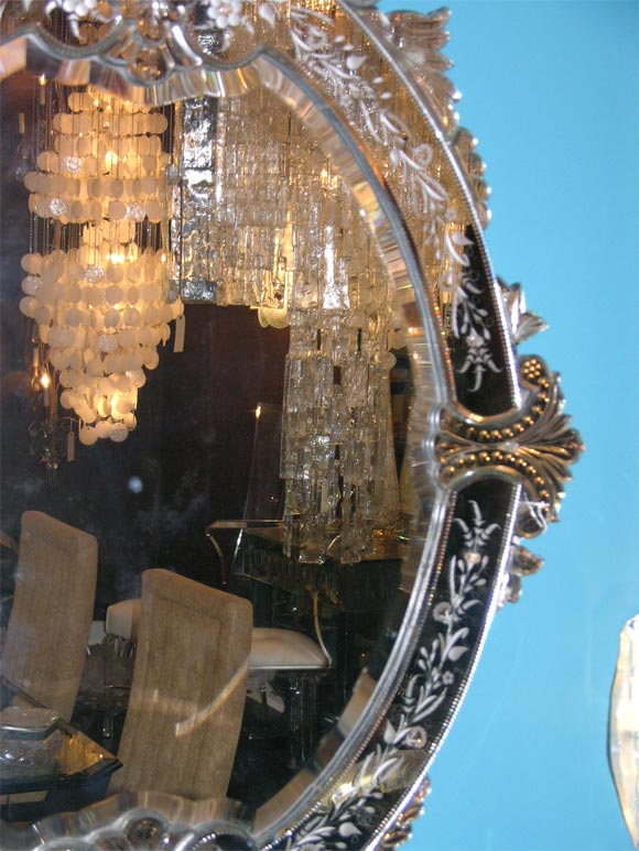Glass Oval Shaped Venetian Mirror