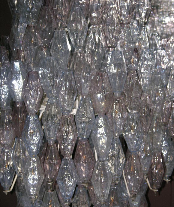 Mid-20th Century Venini Clear & Cranberry Glass Polyhedral Chandelier