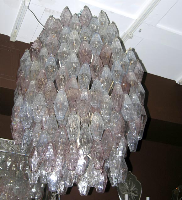 Venini Clear & Cranberry Glass Polyhedral Chandelier 1