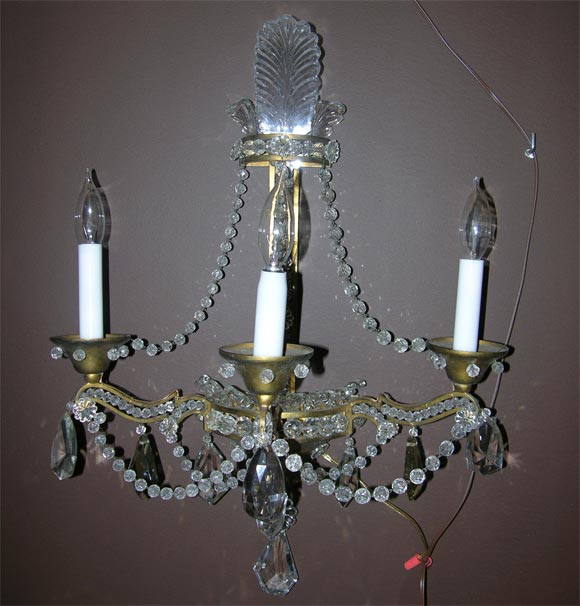 Set of 4 bronze and crystal 19 th Century Bagues sconces