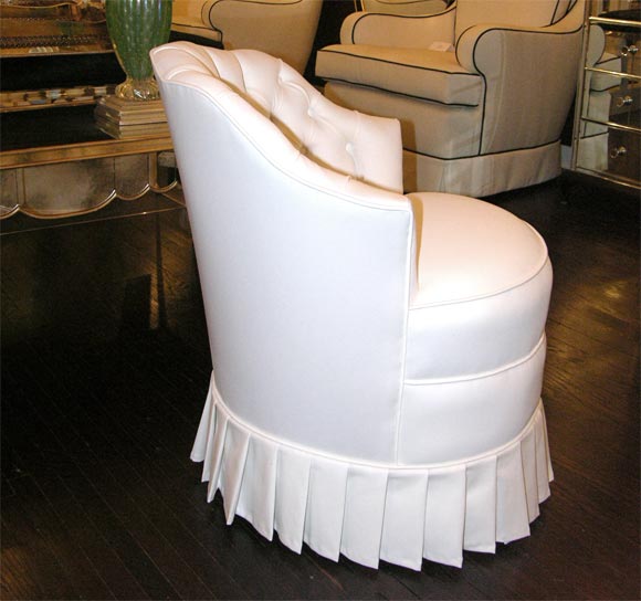 White Cotton Upholstered Vanity Chair, Upholstered Vanity Chair With Skirt