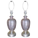 Pair of Lavender Murano Glass Lamps