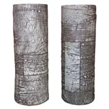 Pair of Ceramic "Birch Bark" Vases