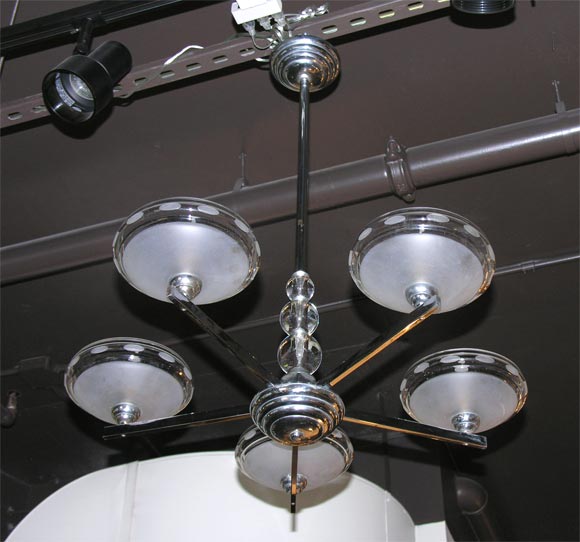 Machine Age Chrome and Glass Ball Chandelier