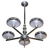 Machine Age Chrome and Glass Ball Chandelier