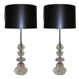 Pair of 1940's Crystal Lamps