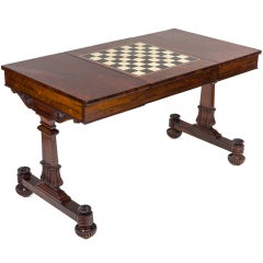 William IV Rosewood Games Table with Inlaid Ebony and Bone.