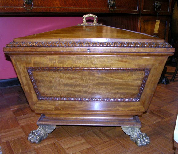 19th Century Mahogany Wine Cooler in Sarcophagus Form