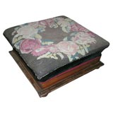 Antique Large Footstool with Tapestry