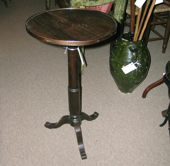Small Rustic Early French Country Wine Table, Rimmed Top